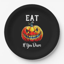 Assiettes En Carton Spooky Black Smiling Pumpkin Party 