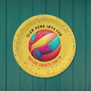 Assiettes En Carton Sport Jaune tendance Basketball All-Star Anniversa