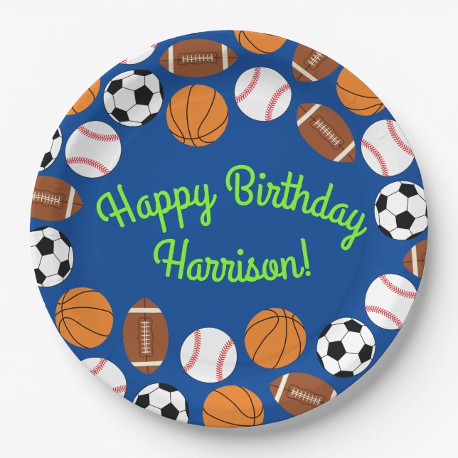 Assiettes En Carton Sports Anniversaire Fête Enfants mignonne (Devant)