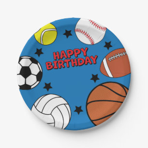 Assiettes En Carton Sports Anniversaire Fête Personnalisée