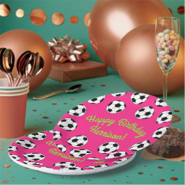 Assiettes En Carton Sports de football Anniversaire fête rose