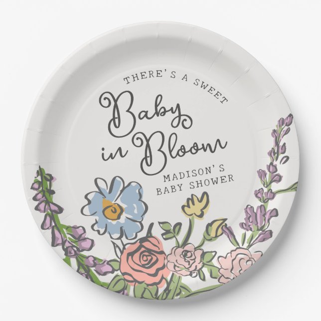 Assiettes En Carton Spring Garden Party Pastel Floral Baby shower (Devant)