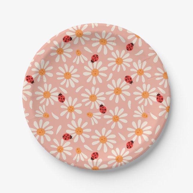 Assiettes En Carton Spring Ladybugs and Daisies (Devant)