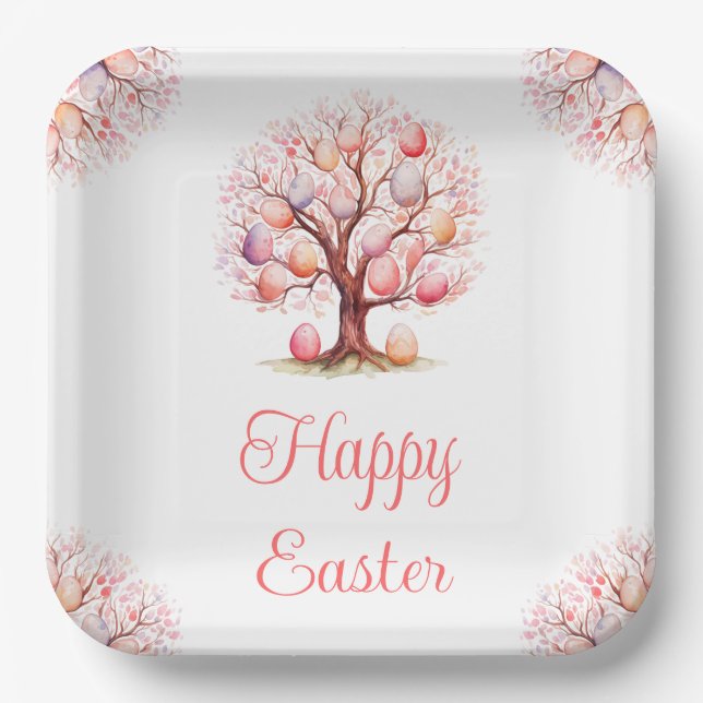 Assiettes En Carton Spring Tree Easter Egg Hunt (Recto)