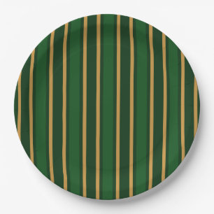 Assiettes En Carton Springbok vert et or bonbons rayures