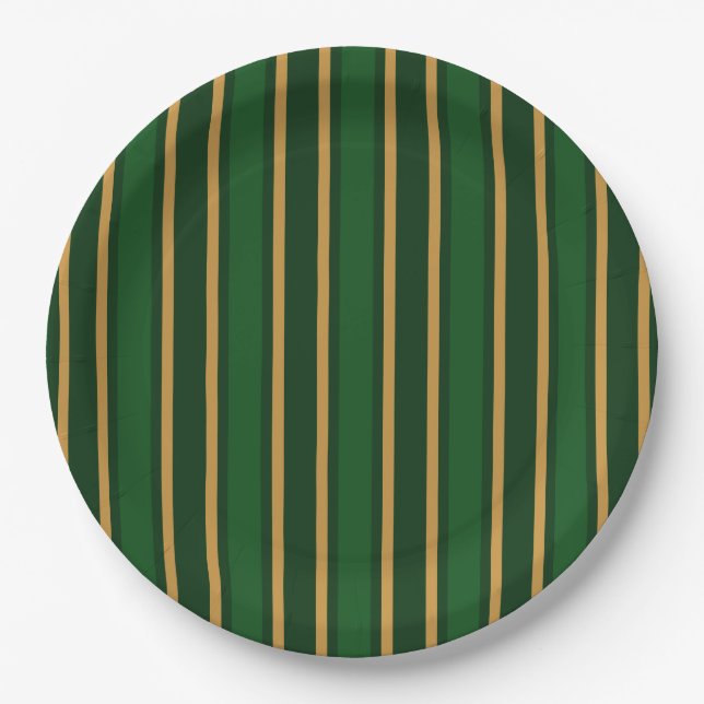 Assiettes En Carton Springbok vert et or bonbons rayures (Devant)