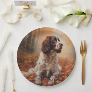 Assiettes En Carton Springer Spaniel dans les feuilles d'automne qui t