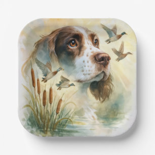 Assiettes En Carton Springer Spaniel et Mallard Duck Double exposition