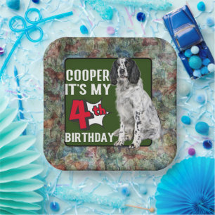 Assiettes En Carton Springer Spaniel Soirée personnalisée de 4e annive