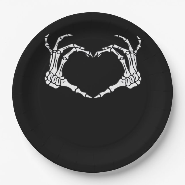 Assiettes En Carton Squelette Coeur main Signer Costume Drôle Hallowee (Devant)