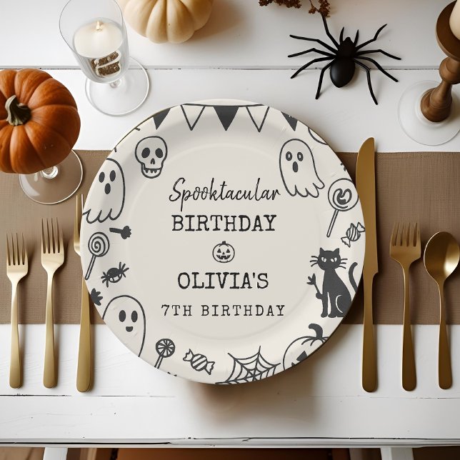 Assiettes En Carton Squelette éffrayant et Anniversaire de enfant fant (Créateur téléchargé)
