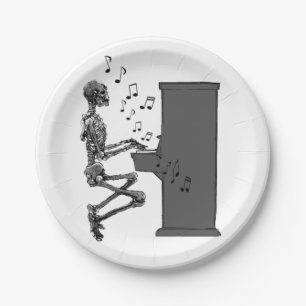 Assiettes En Carton Squelette Jouer Piano Musique Drôle
