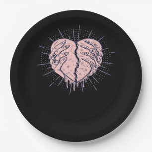 Assiettes En Carton Squelette Main Avec Coeur Classique