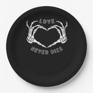 Assiettes En Carton Squelette Mains Coeur Drôle & Classique