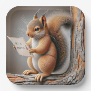 Assiettes En Carton Squirrel Lecture d'un Invitation de fête d'anniver