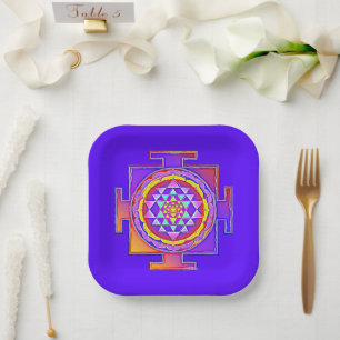 Assiettes En Carton Sri Yantra - Symbole hindouiste Design 1