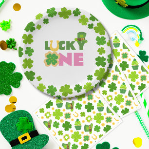Assiettes En Carton St. Patrick's Day 1er anniversaire Lucky One Shamr