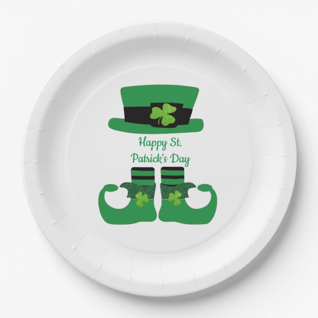 Assiettes En Carton St. Patrick's Day, Irlandais, Leprechaun, Parti Ve (Devant)