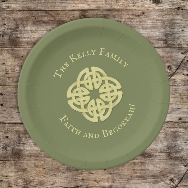 Assiettes En Carton St. Patrick's Day Party Green Celtic Cross Custom (Créateur téléchargé)