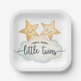 Assiettes En Carton Star & Cloud - Twinkle, Twinkle Little Twins