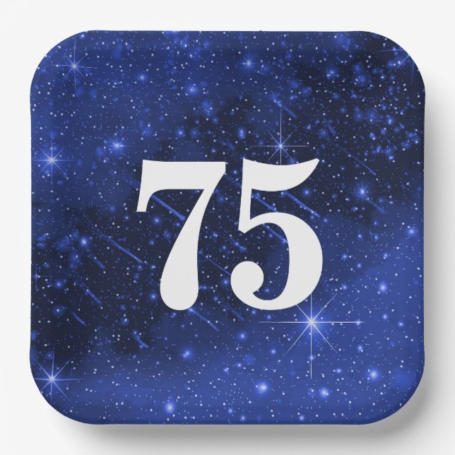 Assiettes En Carton Star Galaxy Pour 75ème Anniversaire (Recto)