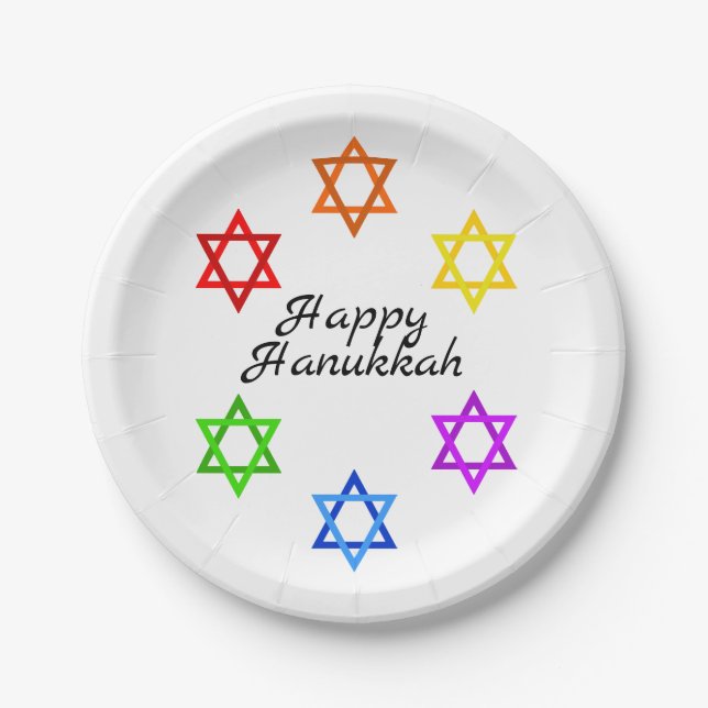Assiettes En Carton Star of David Hanoukka Pride Holiday (Devant)