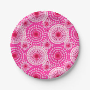 Assiettes En Carton Starburbs et pinwheel, fuchsia rose & maron