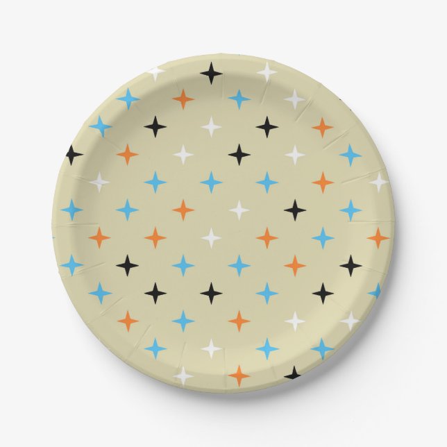 Assiettes En Carton Starburst moderne du milieu du siècle (Devant)