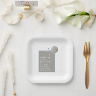 Assiettes En Carton Starfish and Sand Dollar - Mariage plage