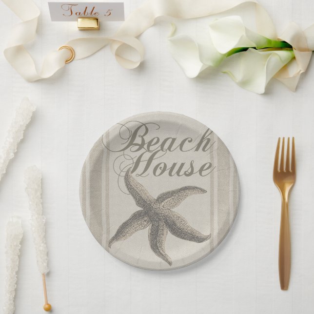 Assiettes En Carton Starfish Beach House Plage Côté Côte (Mariage)