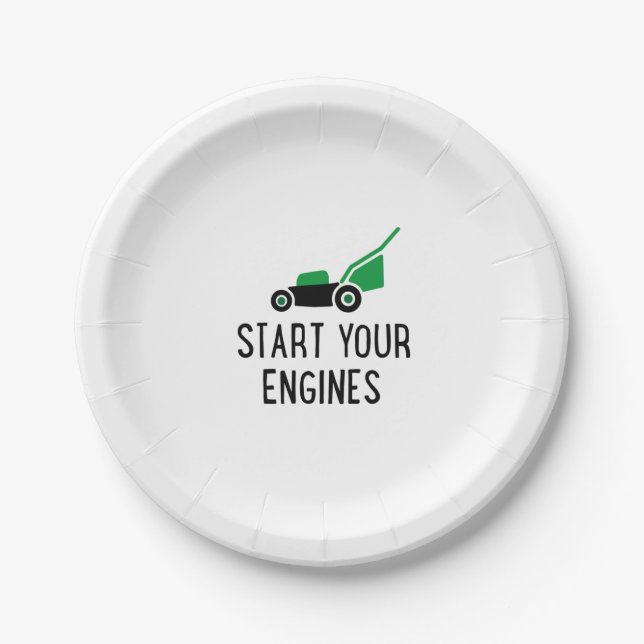 Assiettes En Carton Start your Engines Lawn Mower (Devant)