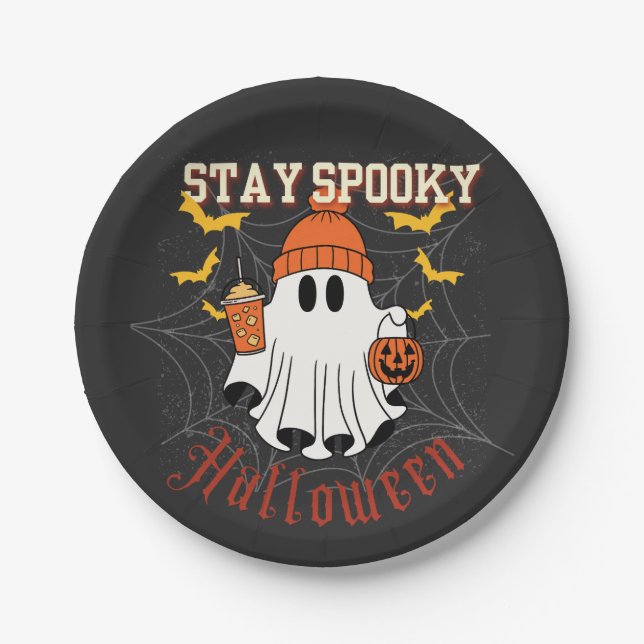 Assiettes En Carton Stay Spooky Ghost Halloween  (Devant)
