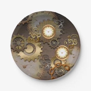 Assiettes En Carton Steampunk, horloges et vitesses