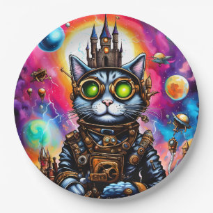 Assiettes En Carton Steampunk Space Chat I