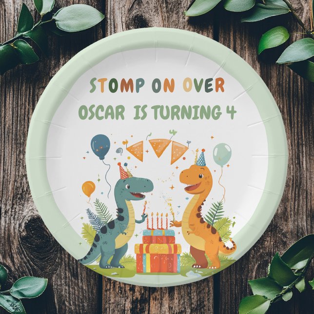 Assiettes En Carton "Stompe sur Dinosaur Anniversaire (Créateur téléchargé)