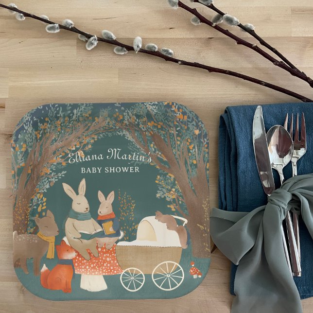 Assiettes En Carton Storybook Woodland Friends Baby shower (Créateur téléchargé)