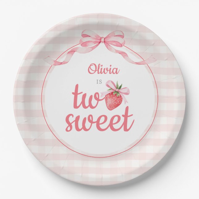 Assiettes En Carton Strawberries Two Sweet 2nd Birthday (Devant)