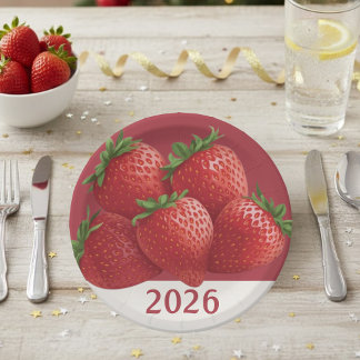 Assiettes En Carton Strawberry New Year's Eve Sweet