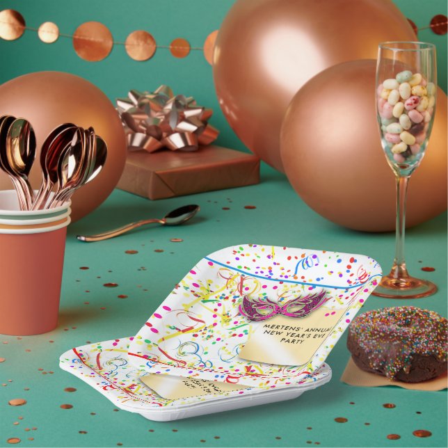 Assiettes En Carton Streamers & Confetti Soirée du Nouvel An (Multi)