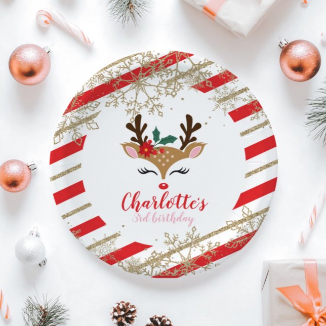 Assiettes En Carton Strike de neige dorée pour l'anniversaire des renn (Créateur téléchargé)