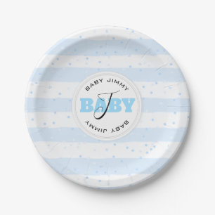Assiettes En Carton Stripes Blue and White