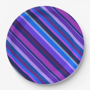 Assiettes En Carton stripes en bleu et purple