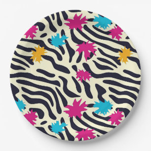 Assiettes En Carton Stripes zébrées Abstraites avec pellicule de peint