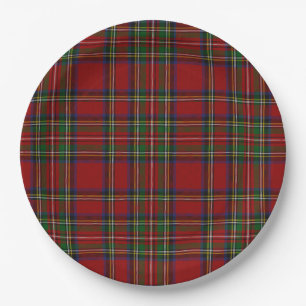 Assiettes En Carton Stuart Plaid Tartan Christmas