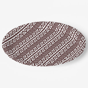 Assiettes En Carton Style africain traditionnel Brown sans couture P M
