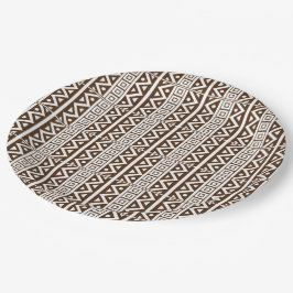 Assiettes En Carton Style africain traditionnel Motif blanc transparen