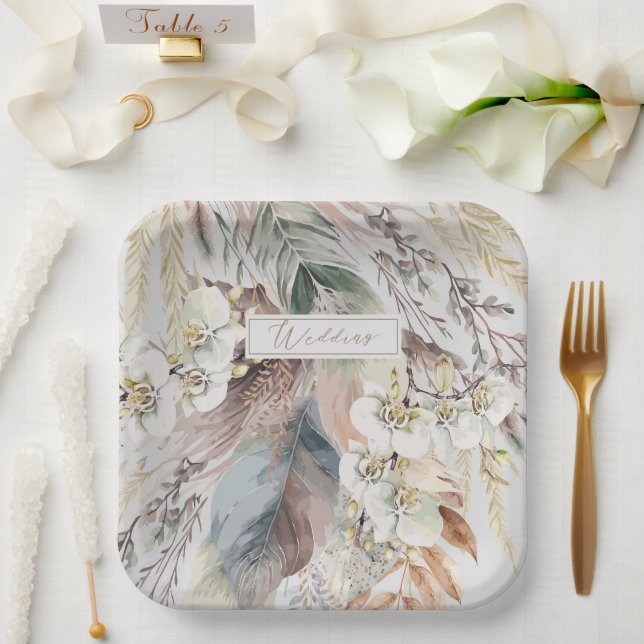 Assiettes En Carton Style Boho (Mariage)