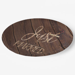 Assiettes En Carton Style campagnard rustique en bois de brun foncé de