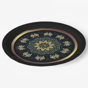 Assiettes En Carton Style chic or et vert asiatique