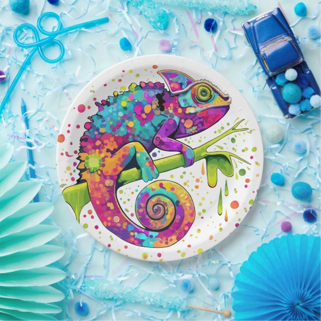 Assiettes En Carton Style d'aquarelle des teintures Chameleon (Fête)